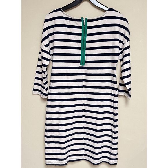 Tommy Hilfiger Womens 3/4 Sleeve Breton Dress Blue Ivory Striped Sz Small - Picture 2 of 6